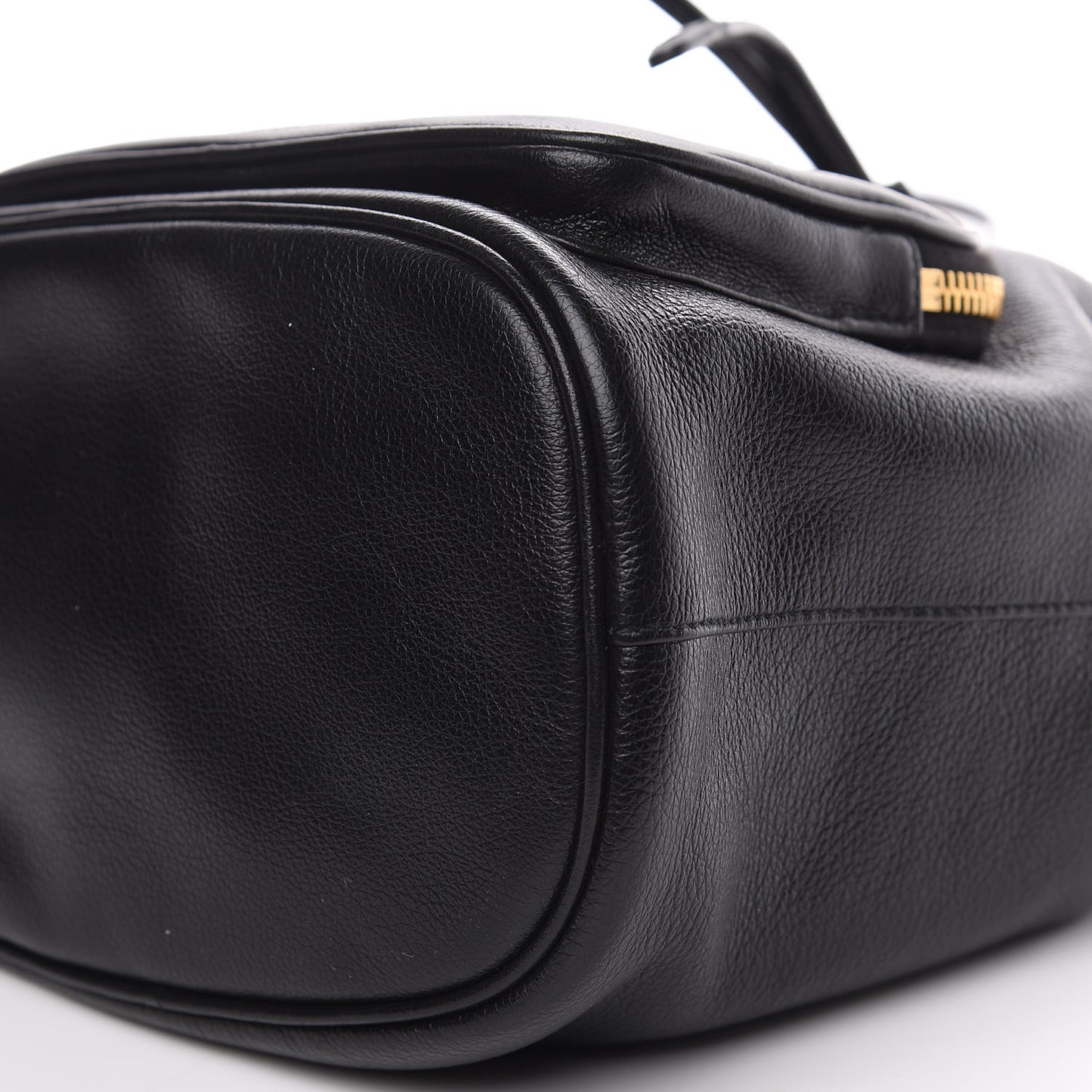Glace Calfskin Embossed Secchiello Bucket Bag Black
