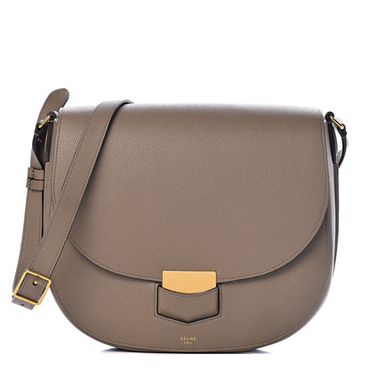 Celine Grained Calfskin Medium Trotteur Taupe 1 of 11