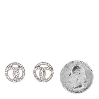 Chanel Crystal CC Round Earrings Silver 2 of 4