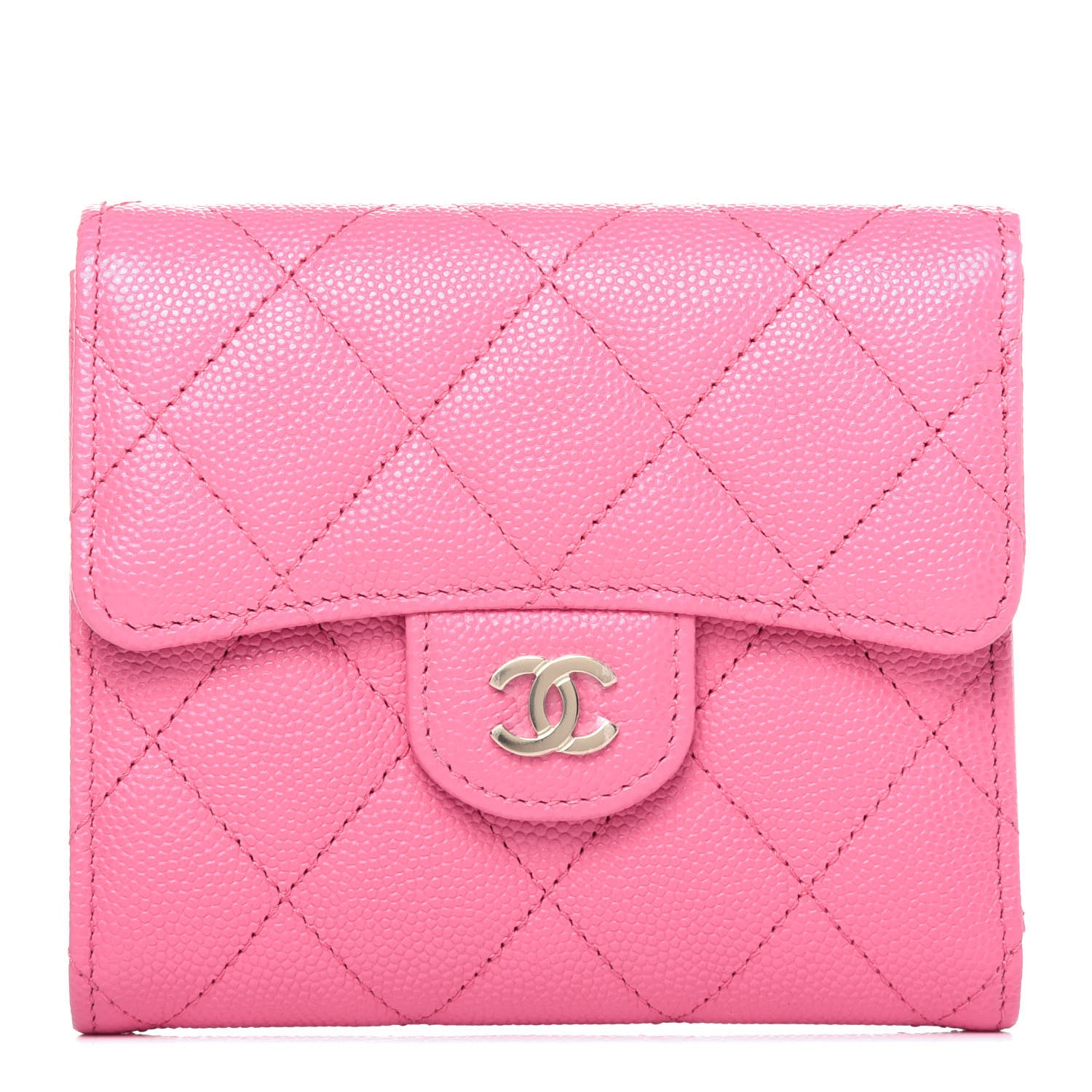 Chanel Caviar Quilted Compact Flap Wallet Pink 1 of 12