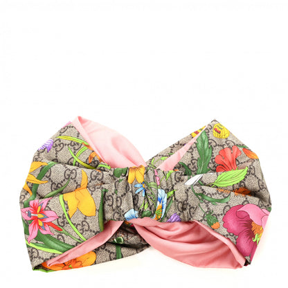 Gucci Silk Monogram Flora Print Headband M Pink 3 of 5