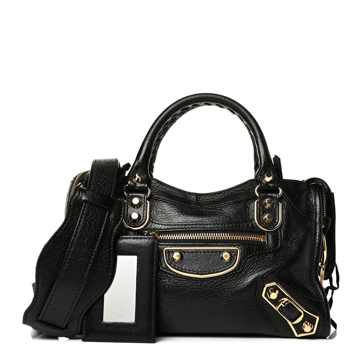Chevre Gold Metallic Edge Hardware Mini City Black