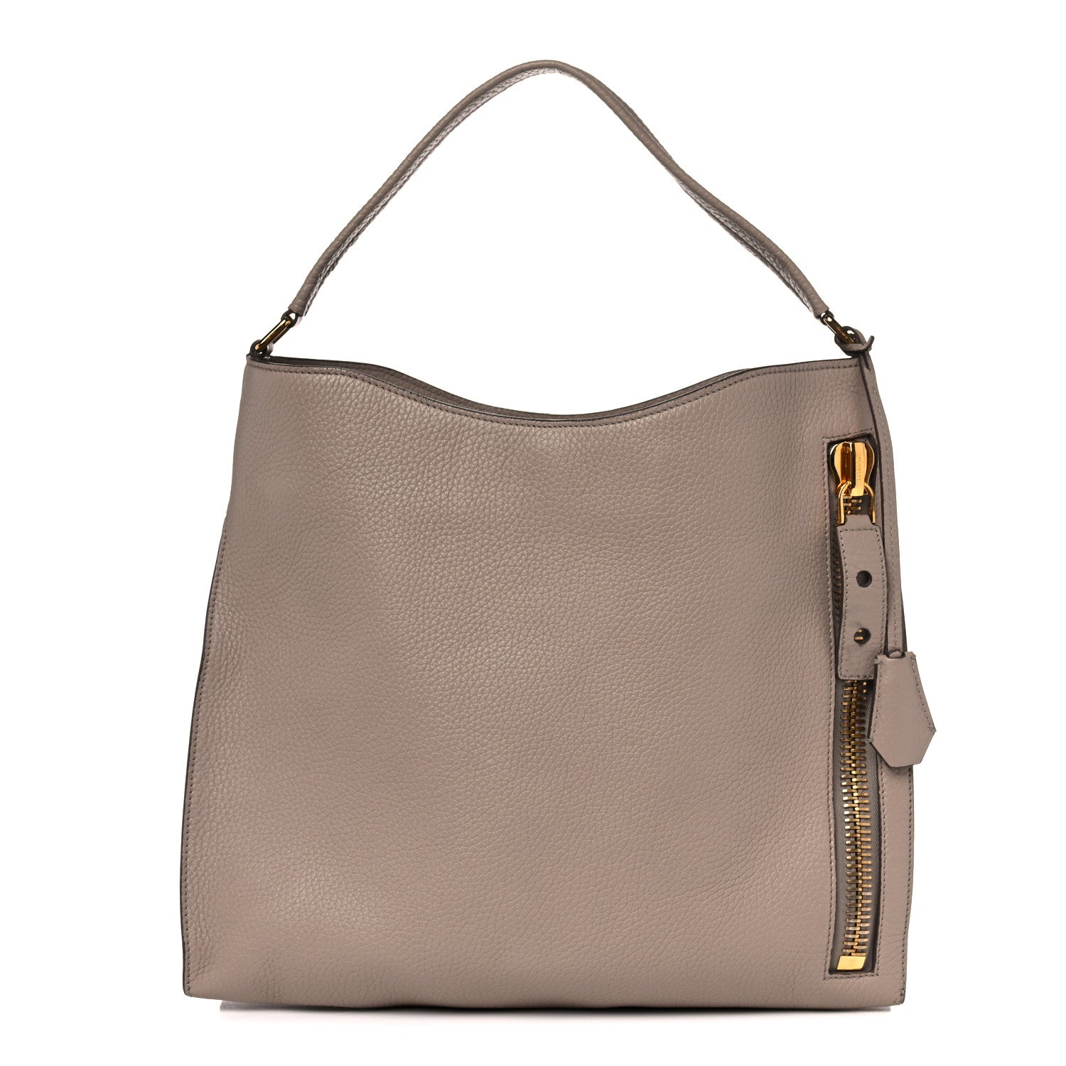 Tom Ford Pebbled Calfskin Alix Padlock Zip Hobo Bag Taupe 1 of 15