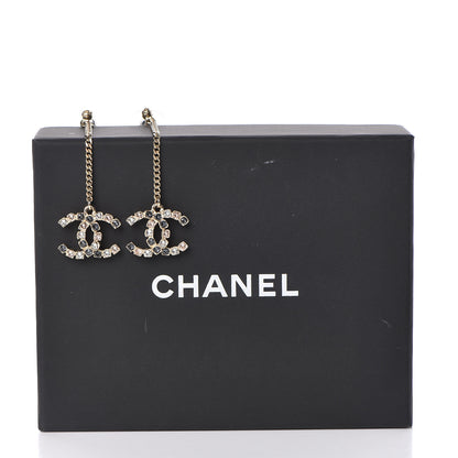 Chanel Crystal CC Dangle Earrings Pink Grey Gold 4 of 4