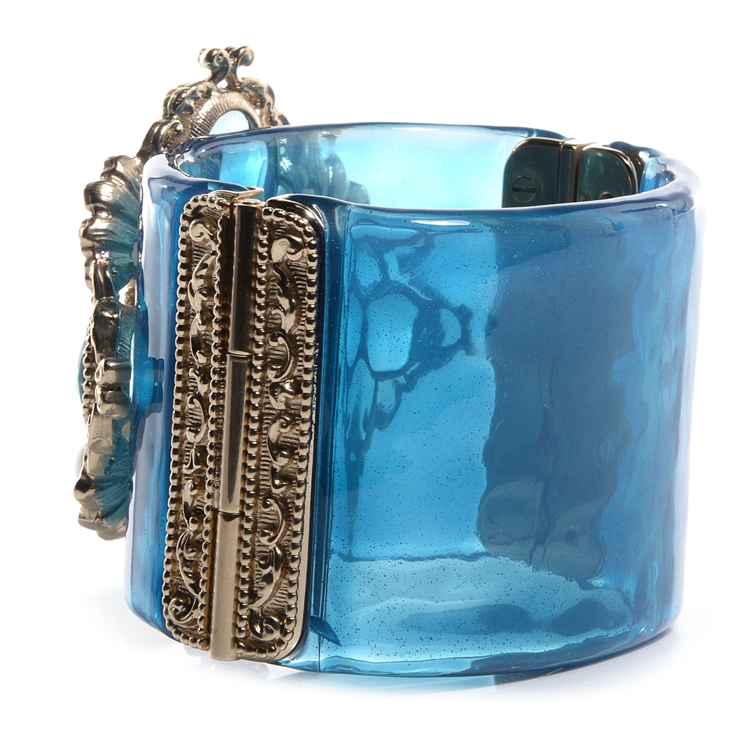 Resin Gripoix Pearl CC Cuff Blue