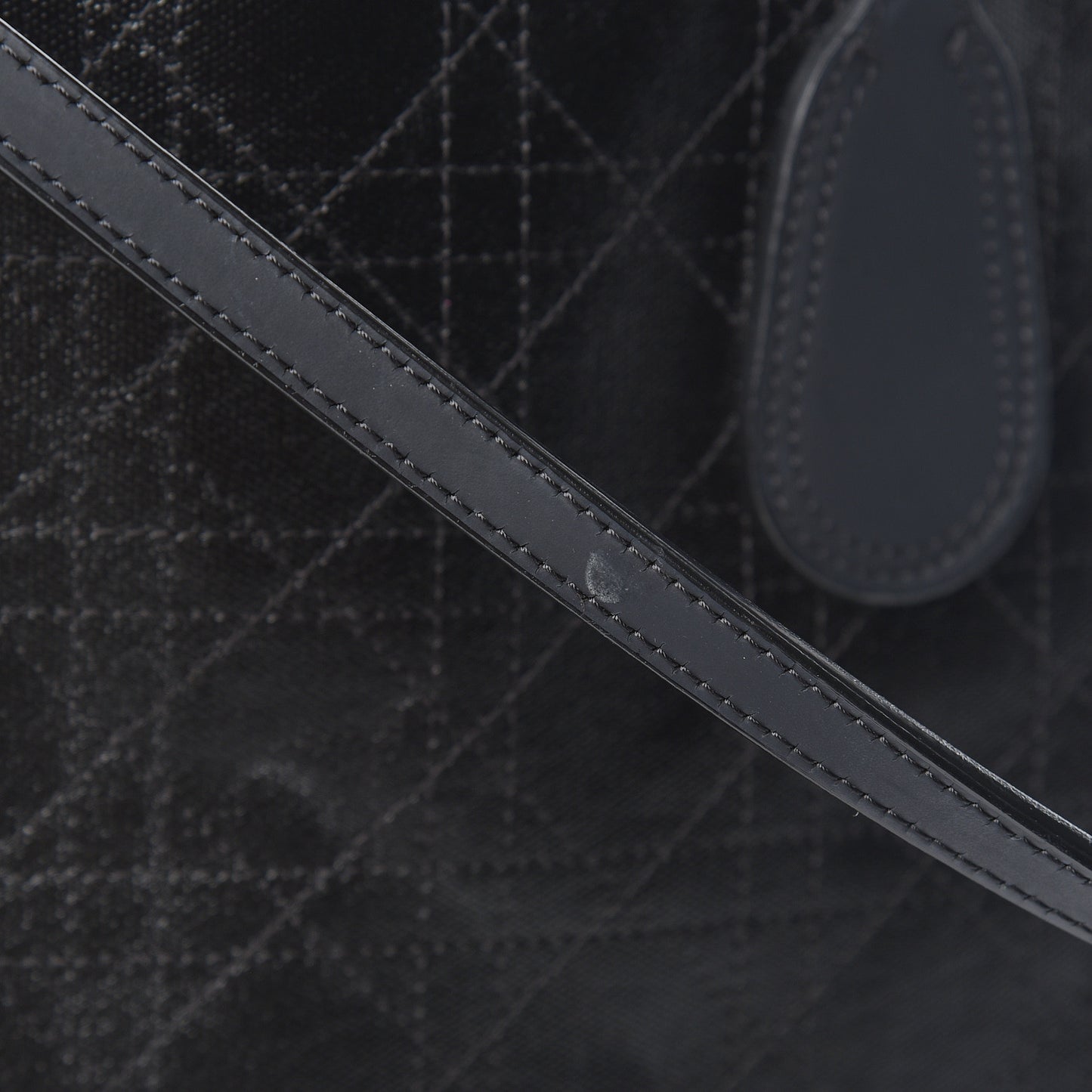 Coated Canvas Cannage Panarea Shopping Tote Black