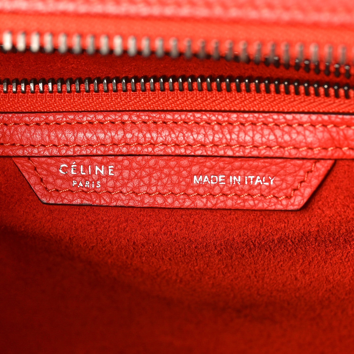 Celine Drummed Calfskin Micro Luggage Vermillion 6 of 11