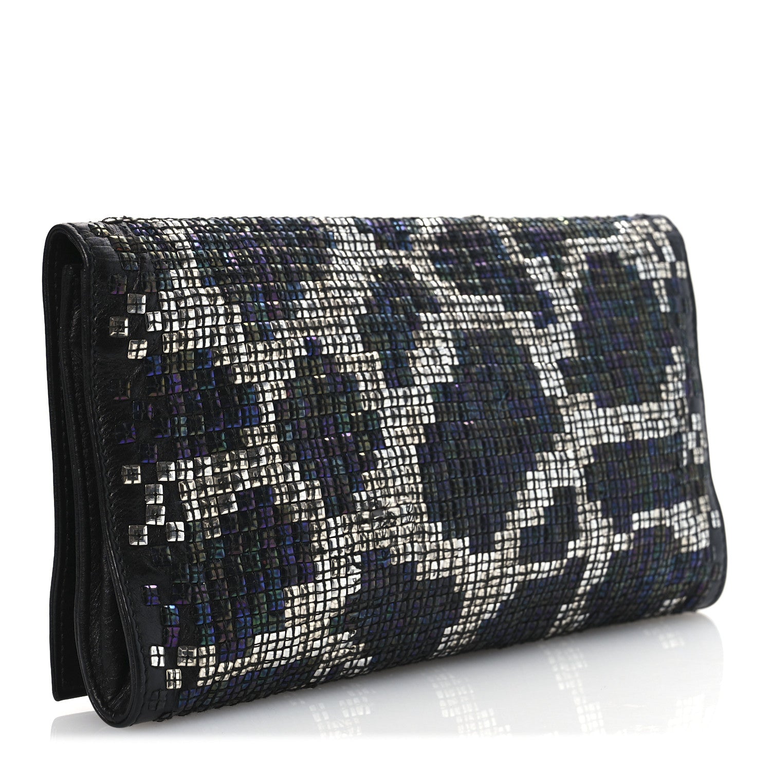 Gucci Calfskin Studded Evening Clutch  Black Silver 3 of 11