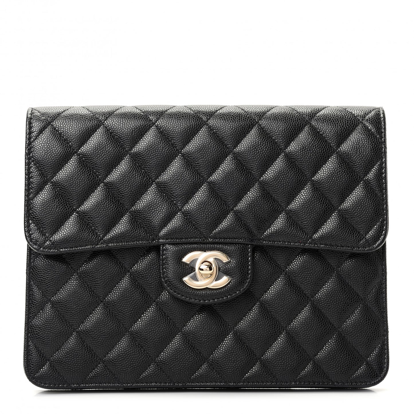 Caviar Quilted Square Flap Clutch Black