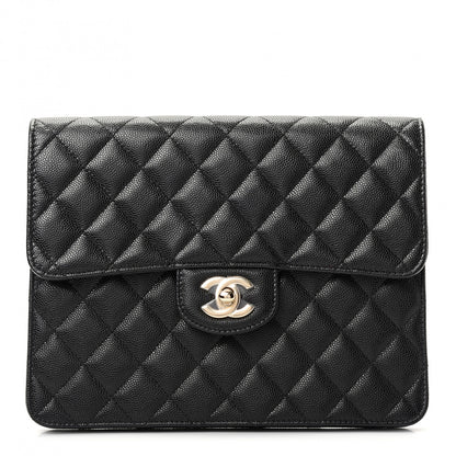 Chanel Caviar Quilted Square Flap Clutch Black 1 of 8
