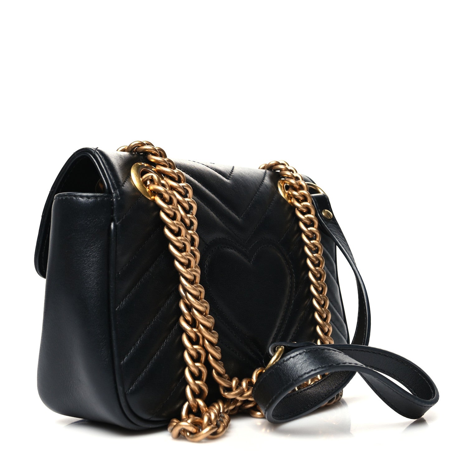 Gucci Calfskin Matelasse Mini GG Marmont Shoulder Bag Black 3 of 12