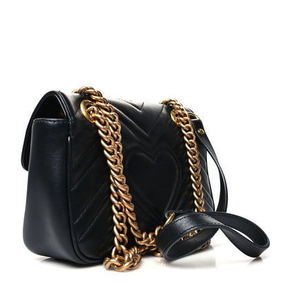Gucci Calfskin Matelasse Mini GG Marmont Shoulder Bag Black 3 of 12