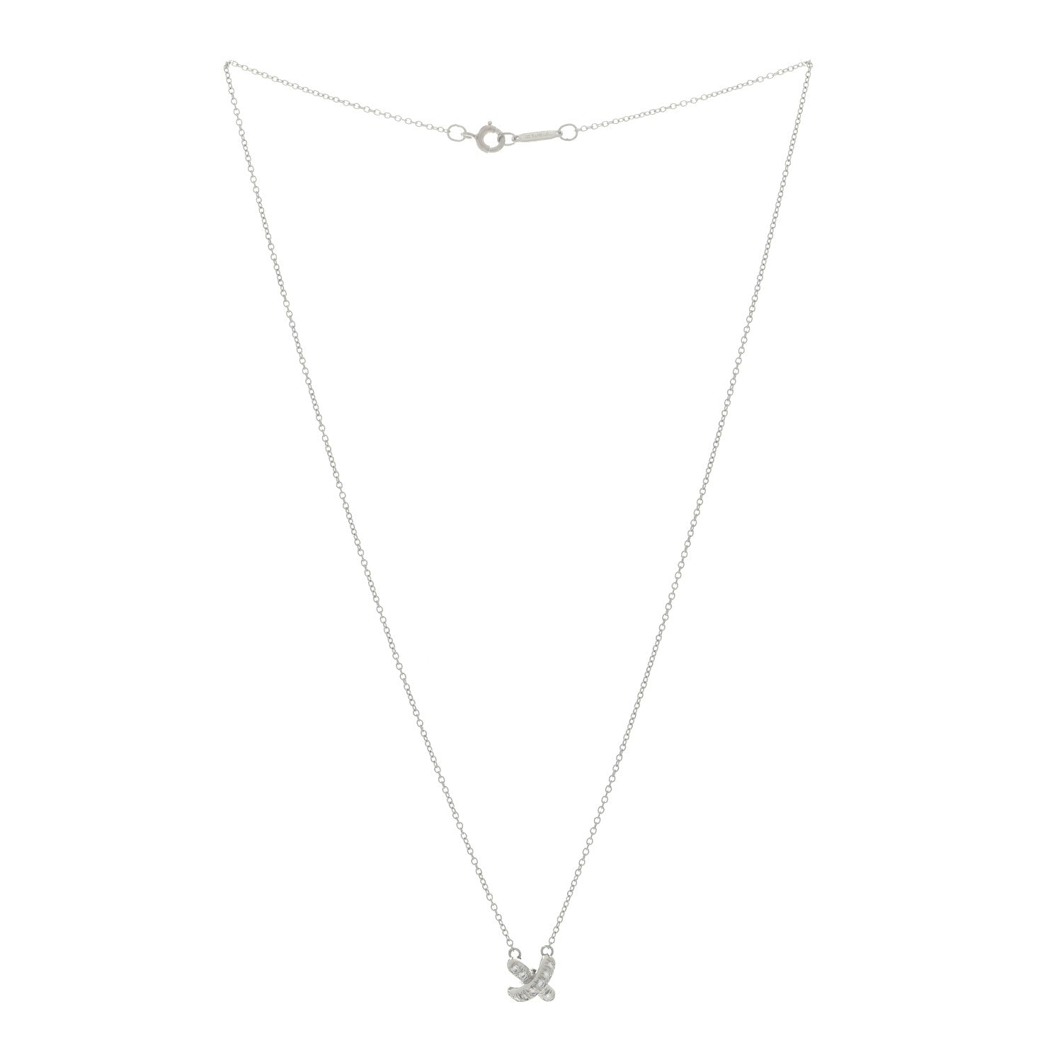 Tiffany Platinum Diamond Cross Stitch Pendant Necklace 2 of 3