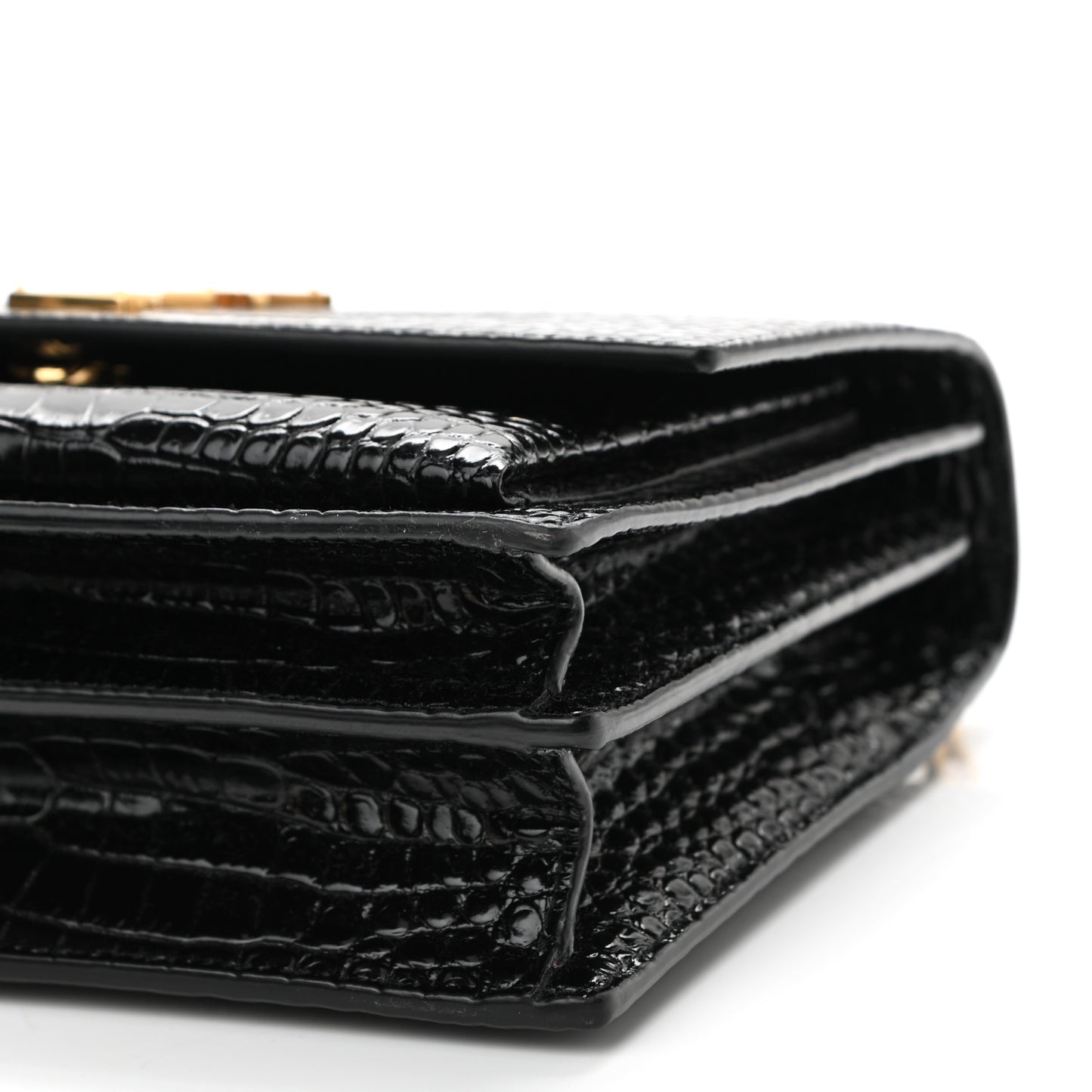 Calfskin Crocodile Embossed Medium Monogram Sunset Black