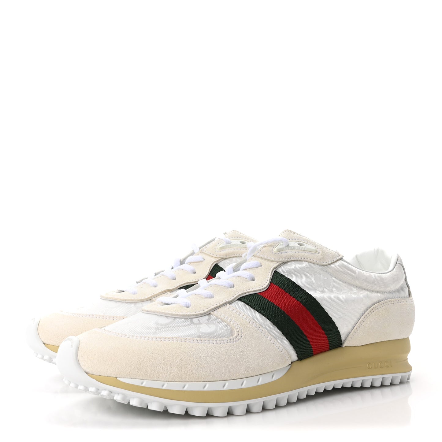 Suede Calfskin Mens Re-Web Sneakers 8 White