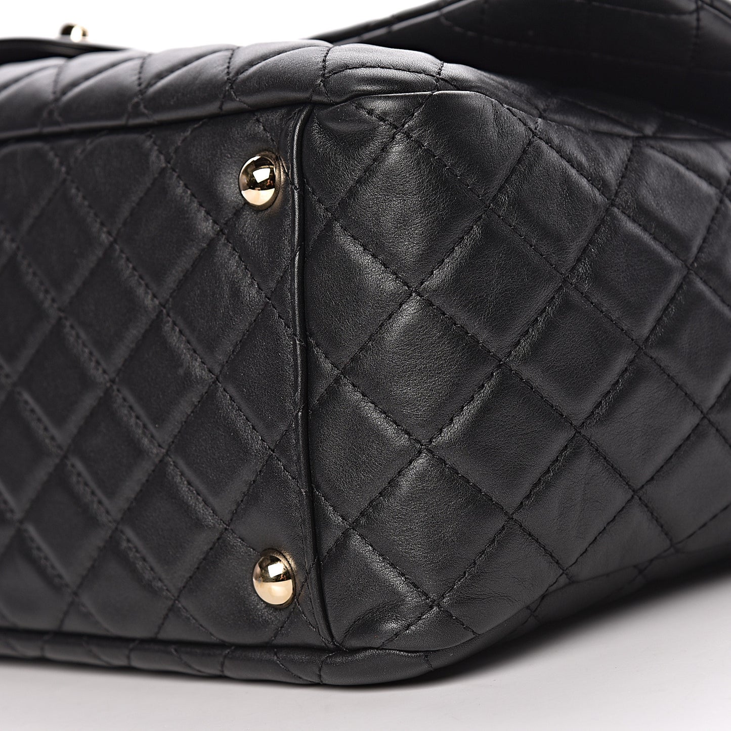 Calfskin Quilted XXL Travel Flap Bag Black