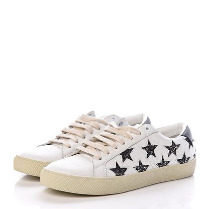 Saint Laurent Calfskin Star Court Sneakers 39 White Argent 3 of 9