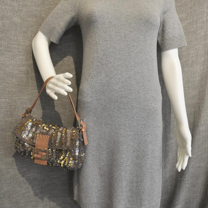 Fendi Sequin Calfskin Romano Selleria Beaded Baguette 3 of 13