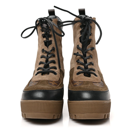 Louis Vuitton Suede Calfskin Monogram Laureate Platform Desert Boots 40 Taupe 2 of 8