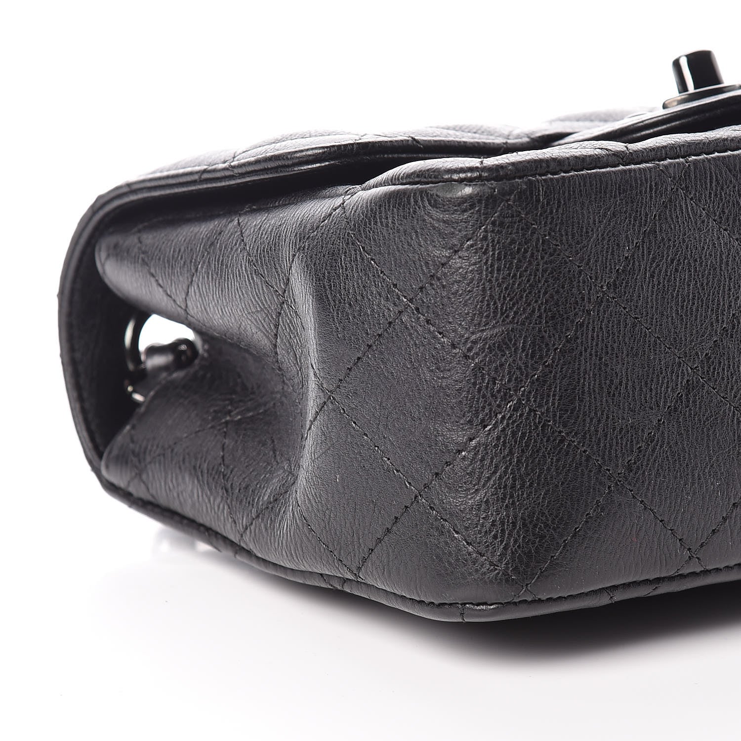 Chanel Crumpled Calfskin Quilted Mini Square Flap So Black 5 of 11