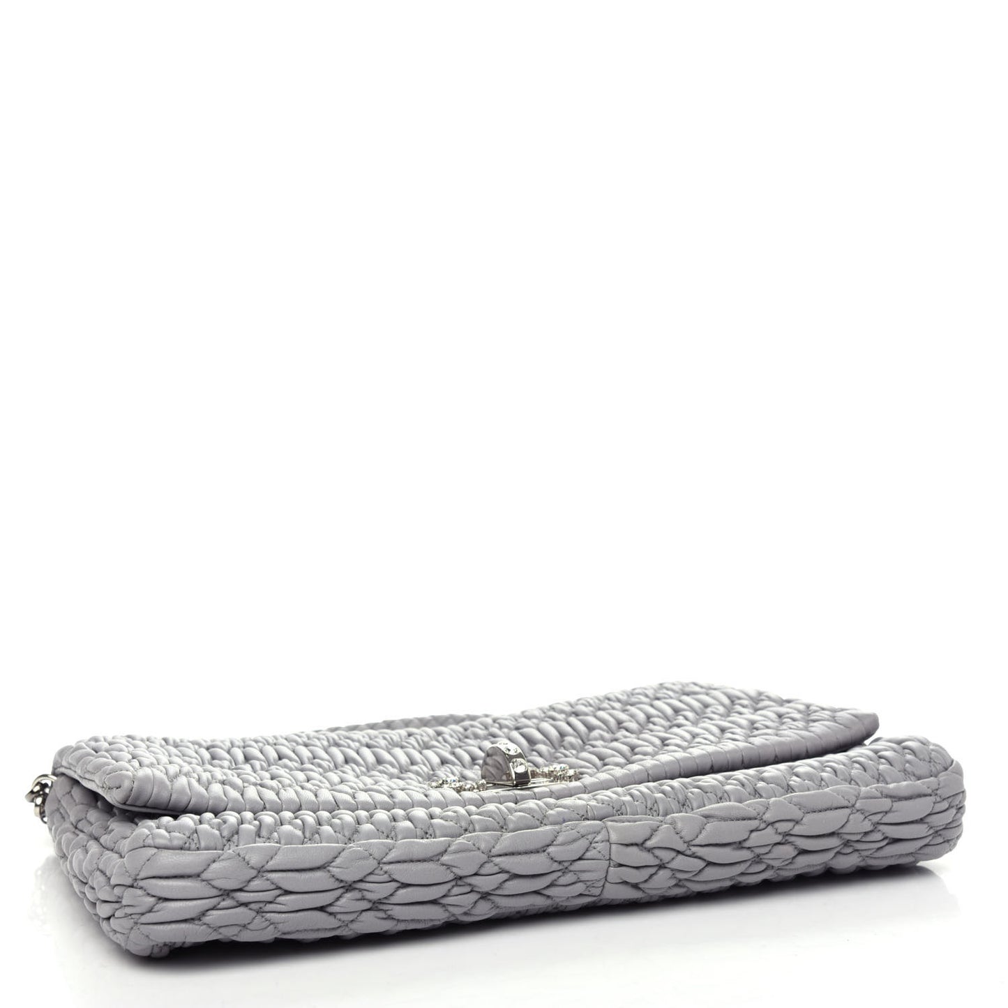 Nappa Matelasse Crystal Flap Clutch Pomice