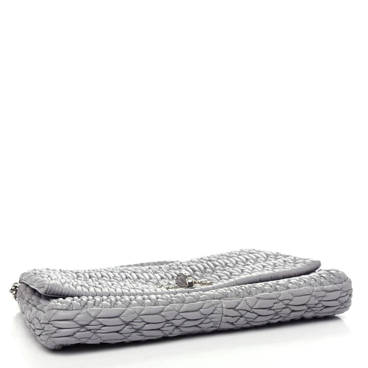 Miu Miu Nappa Matelasse Crystal Flap Clutch Pomice 4 of 10