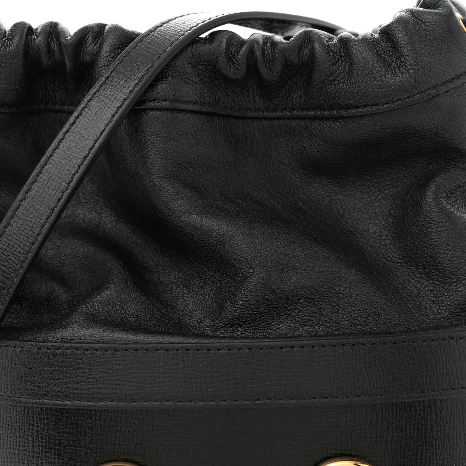 Gucci Azalea Sakai Calfskin Horsebit 1955 Drawstring Bucket Bag Black 8 of 10