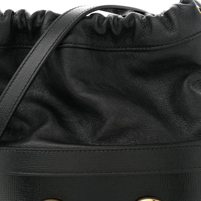 Gucci Azalea Sakai Calfskin Horsebit 1955 Drawstring Bucket Bag Black 8 of 10