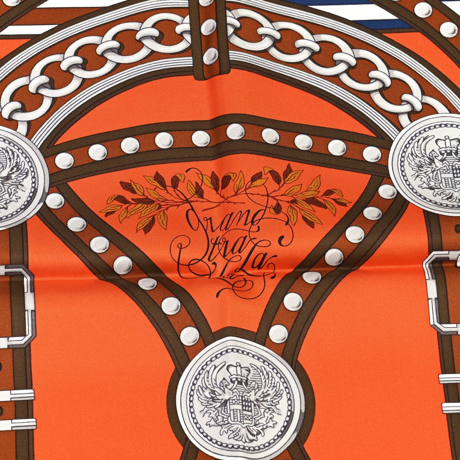 Hermes Silk Carre Grand Tralala Scarf 90 Potiron Carmel Kaki 3 of 6