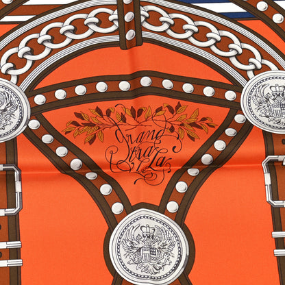 Hermes Silk Carre Grand Tralala Scarf 90 Potiron Carmel Kaki 3 of 6