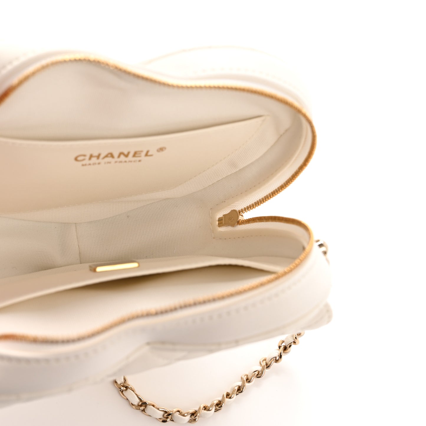 Lambskin Quilted CC In Love Heart Bag White