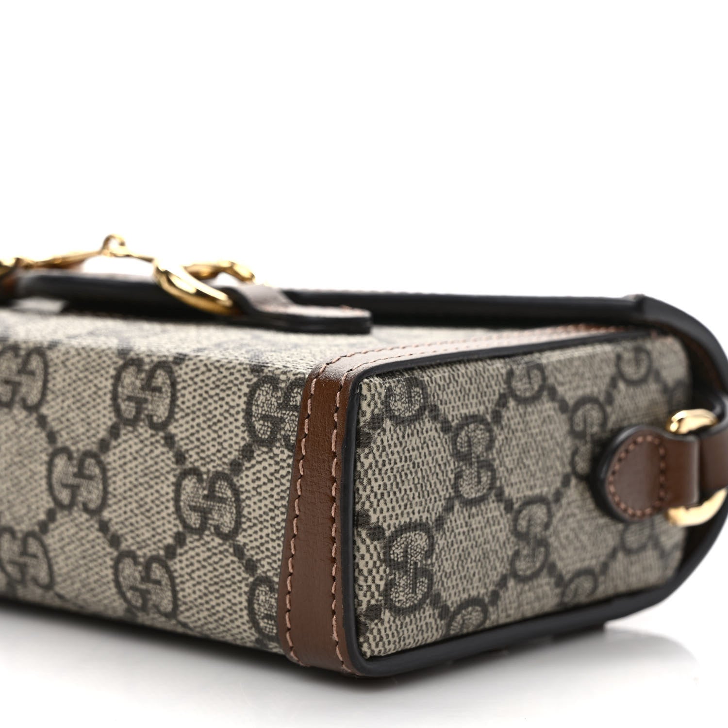 Gucci GG Supreme Monogram Mini Horsebit 1955 Shoulder Bag Beige Brown Sugar 9 of 10