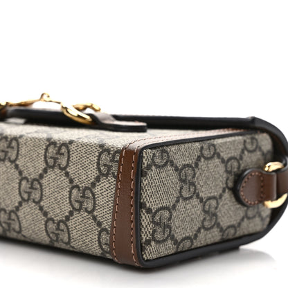 Gucci GG Supreme Monogram Mini Horsebit 1955 Shoulder Bag Beige Brown Sugar 9 of 10