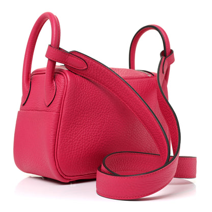 Hermes Taurillon Clemence Mini Lindy 20 Framboise 3 of 10