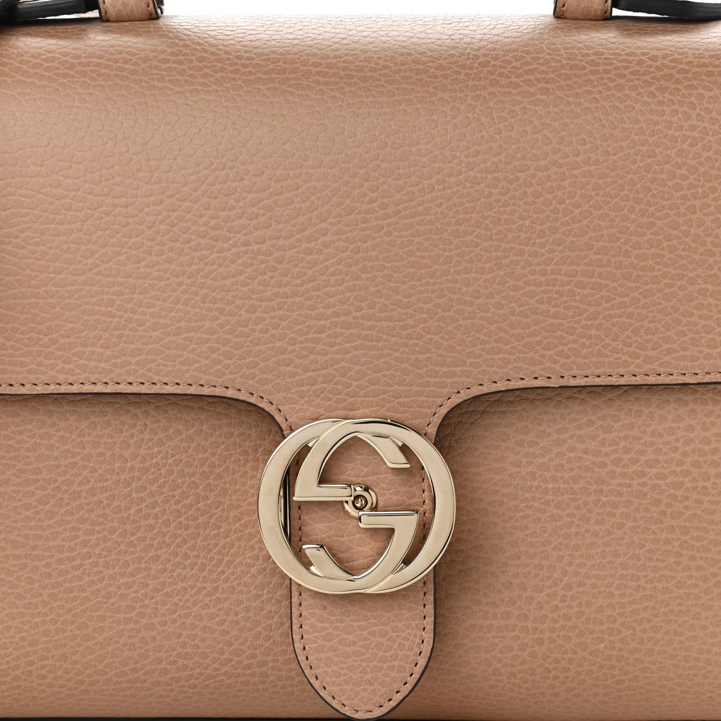 Dollar Calfskin Interlocking G Top Handle Shoulder Bag Camelia