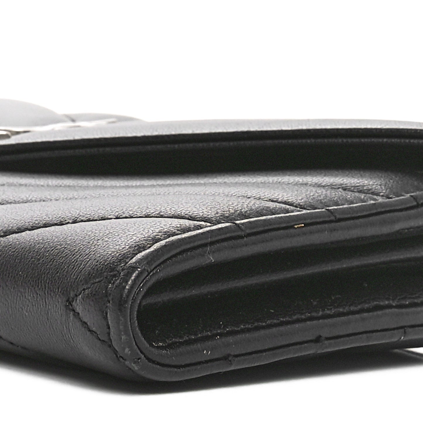 Lambskin Y Quilted Monogram Large Loulou Flap Wallet Black
