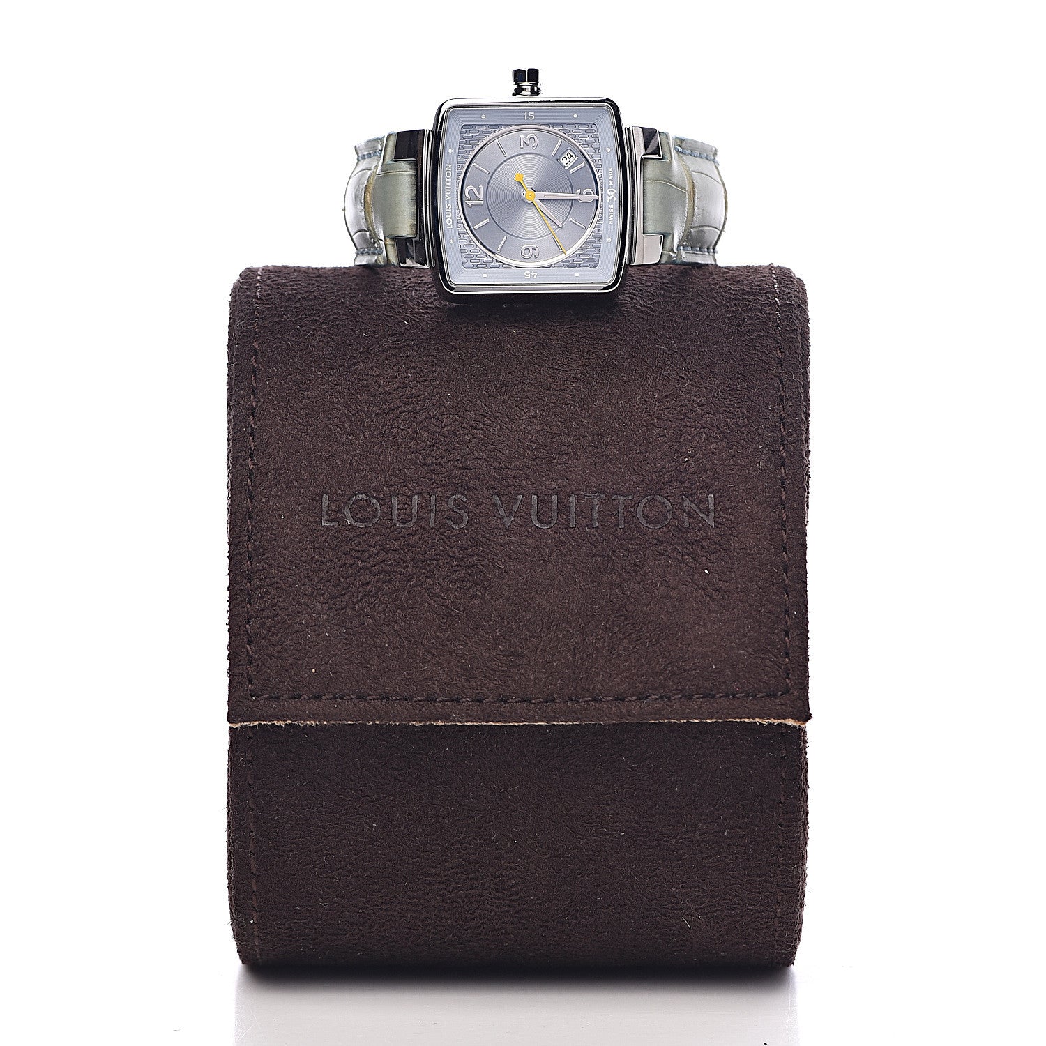 Louis Vuitton Stainless Steel Alligator 30mm Speedy Quartz Watch Blue 10 of 10