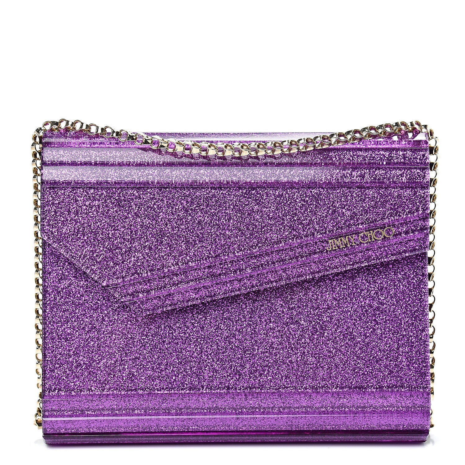Jimmy Choo Acrylic Glitter Candy Clutch Dark Purple 1 of 9