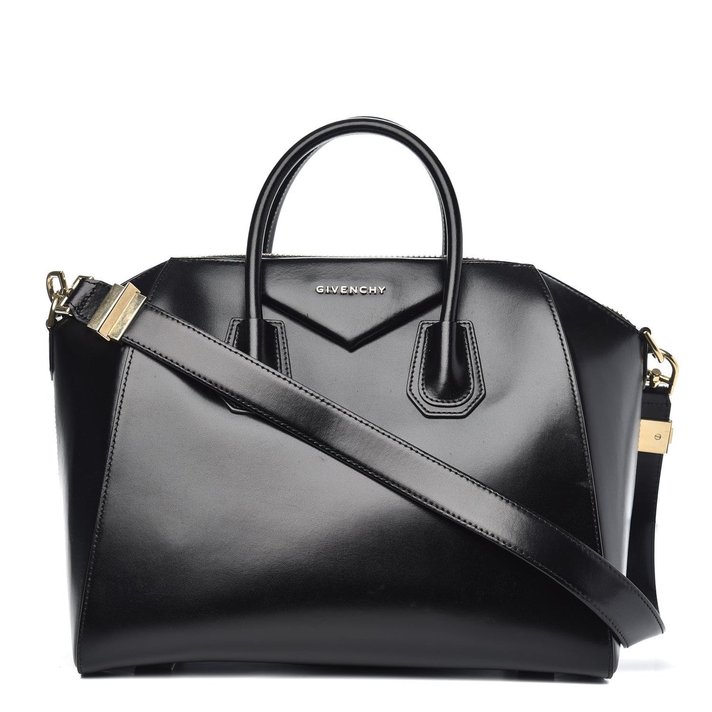 Shiny Lord Calfskin Medium Antigona Black