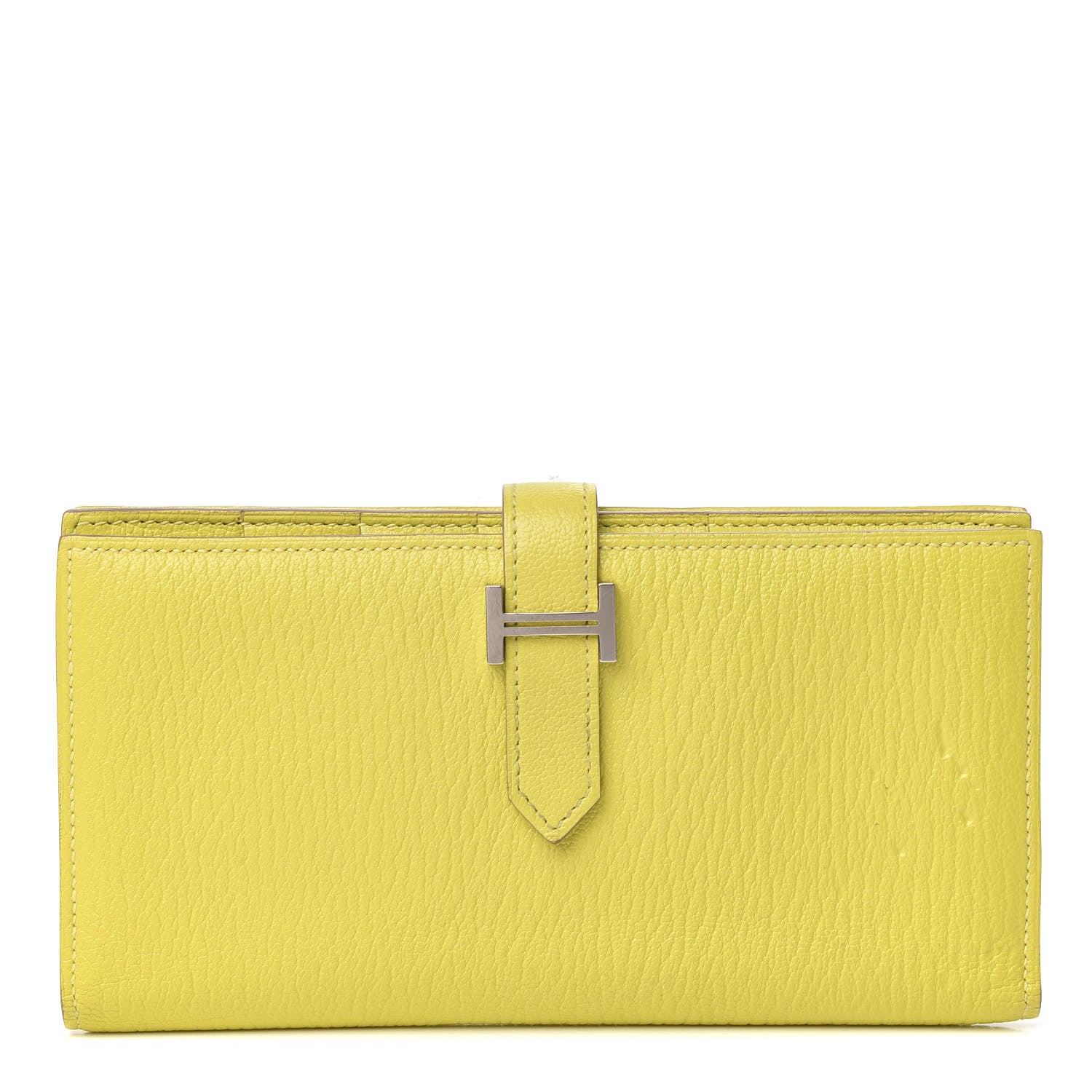 Hermes Chevre Mysore Bearn Gusset Wallet Lime 1 of 6