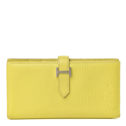 Hermes Chevre Mysore Bearn Gusset Wallet Lime 1 of 6