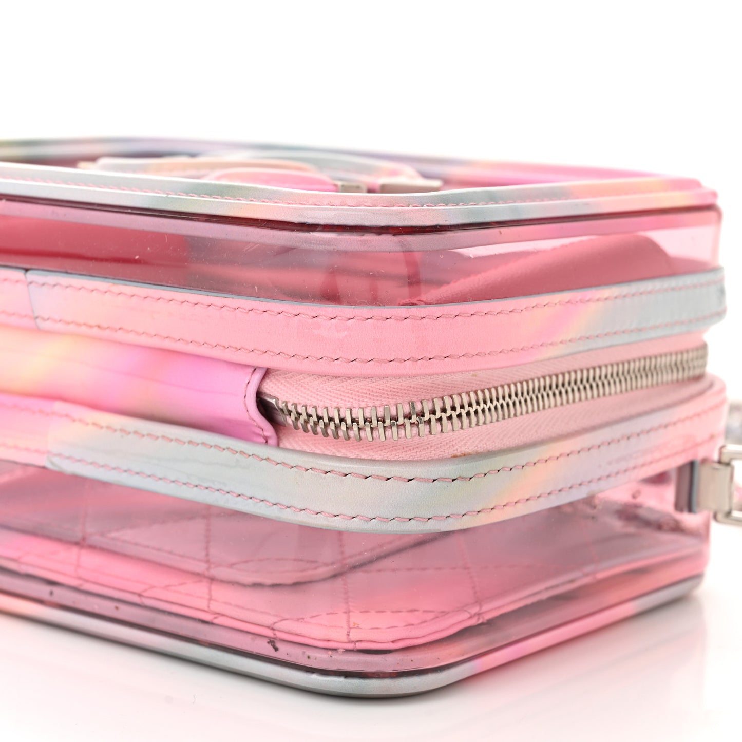 PVC Patent Calfskin Patent Lambskin Small CC Vanity Case Pink