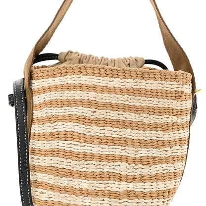 Chloe Raffia Calfskin Small Woody Striped Basket Bag Grove Brown 9 of 11