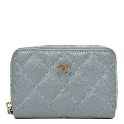 Chanel Iridescent Caviar Quilted Zip Coin Purse Light Blue 1 of 9