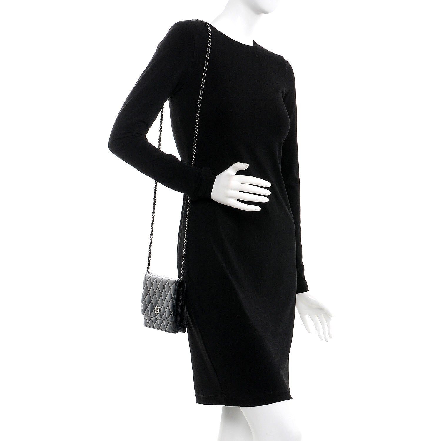 Chanel Aged Calfskin Reissue Wallet On Chain WOC Black 2 of 12
