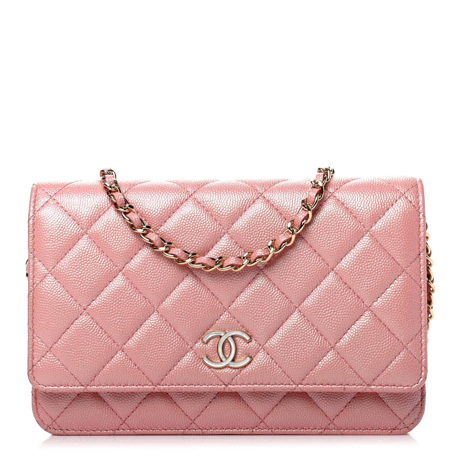 Chanel Iridescent Caviar Quilted Wallet on Chain WOC Rose Pink 1 of 13