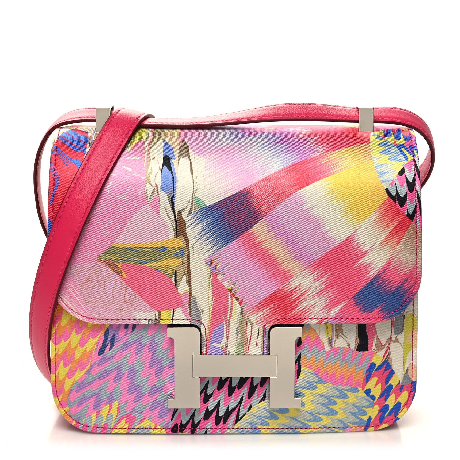 Hermes Swift Silk Marble Printed Constance 24 Rose Azalee Rose Mexico 1 of 11
