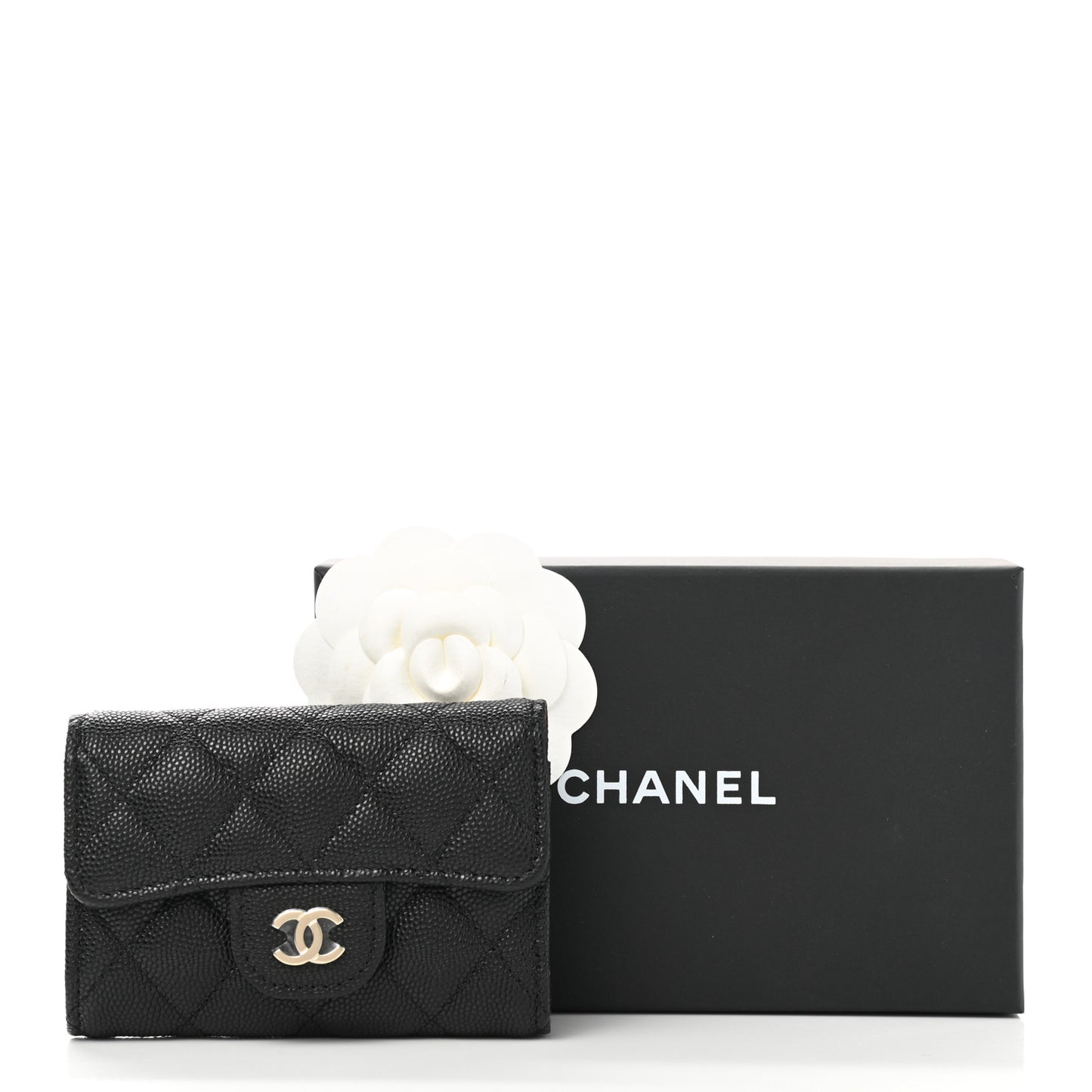 Caviar Quilted Classic 4 Key Holder Wallet Black
