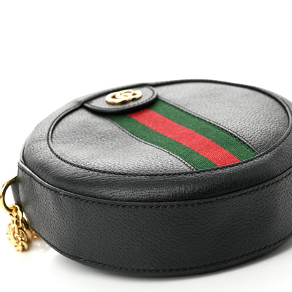 Gucci Grained Calfskin Web Mini Ophidia Round Shoulder Bag Black 9 of 10