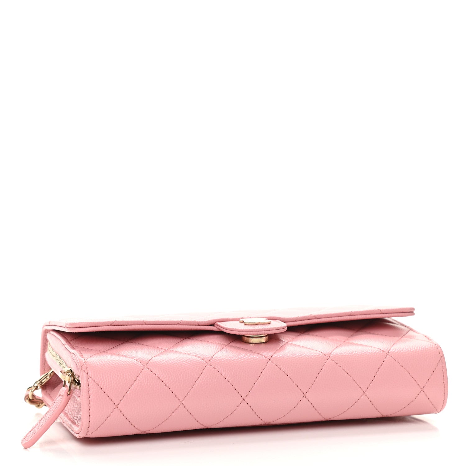 Chanel Caviar Quilted Phone Holder Wallet on Removable Chain Pink 4 of 12